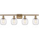 Ballston Belfast LED 36 inch Brushed Brass Bath Vanity Light Wall Light in Deco Swirl Glass
