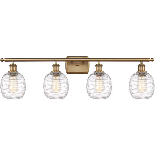 Ballston Belfast LED 36 inch Brushed Brass Bath Vanity Light Wall Light in Deco Swirl Glass