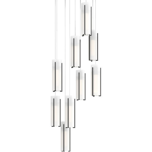 Exos Glass 9 Light 20.5 inch Black Pendant Ceiling Light in Opal, Round