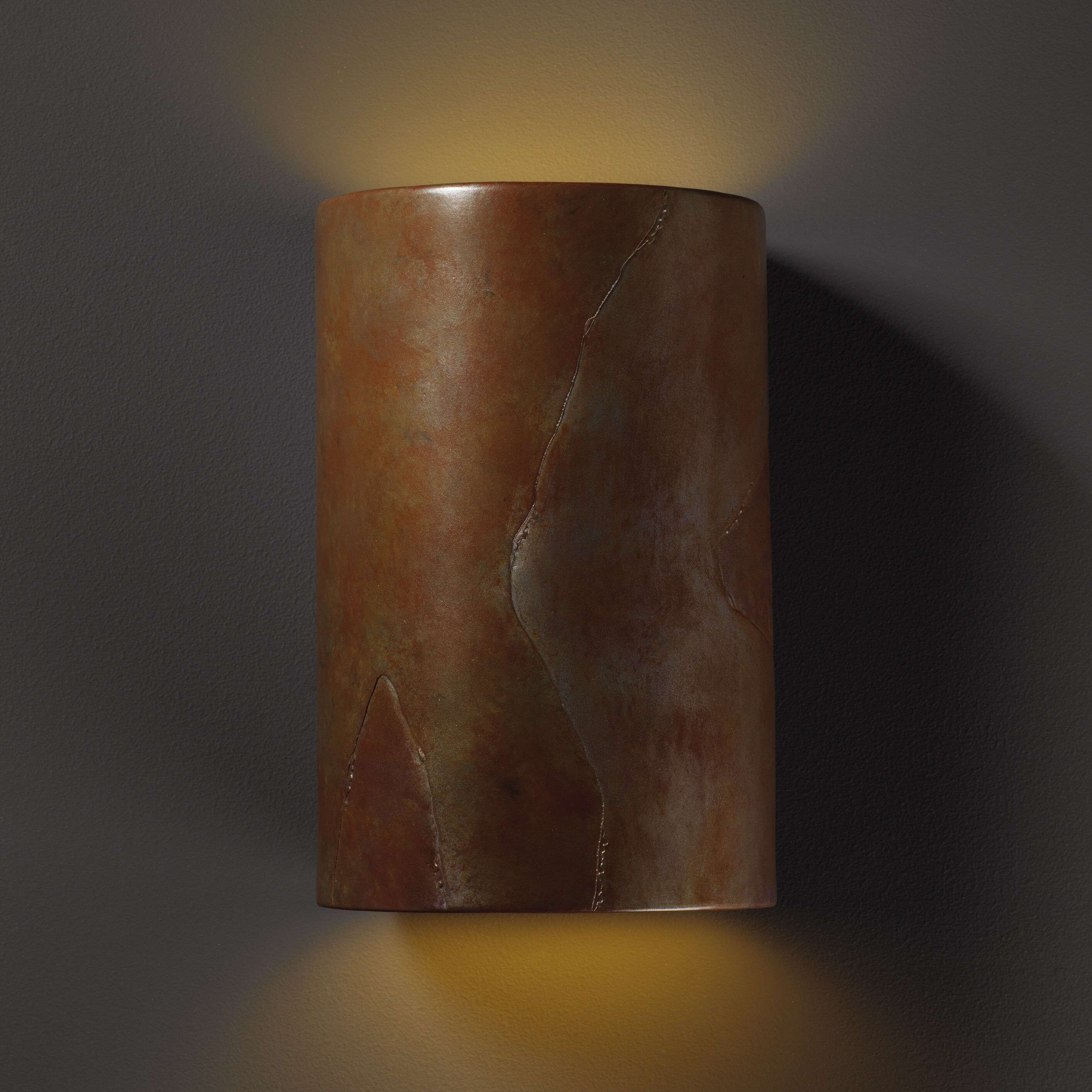 Ambiance Cylinder LED 12.5 inch Tierra Red Slate Outdoor Wall Sconce, Large