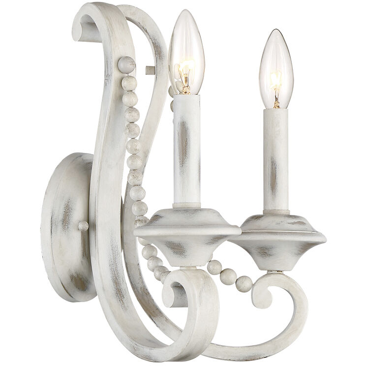 Newport 2 Light 10.25 inch Coastal Weathered White Bath Bar Wall Light