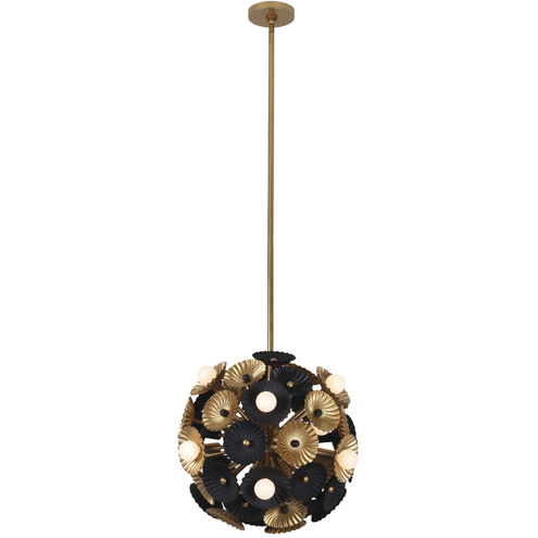 Damask 15 Light 18 inch Black and Vintage Brass Convertible Ceiling Light