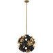 Damask 15 Light 18 inch Black and Vintage Brass Convertible Ceiling Light