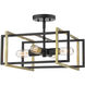 Tribeca 4 Light 16 inch Matte Black Semi-flush Ceiling Light in Aged Brass, Damp