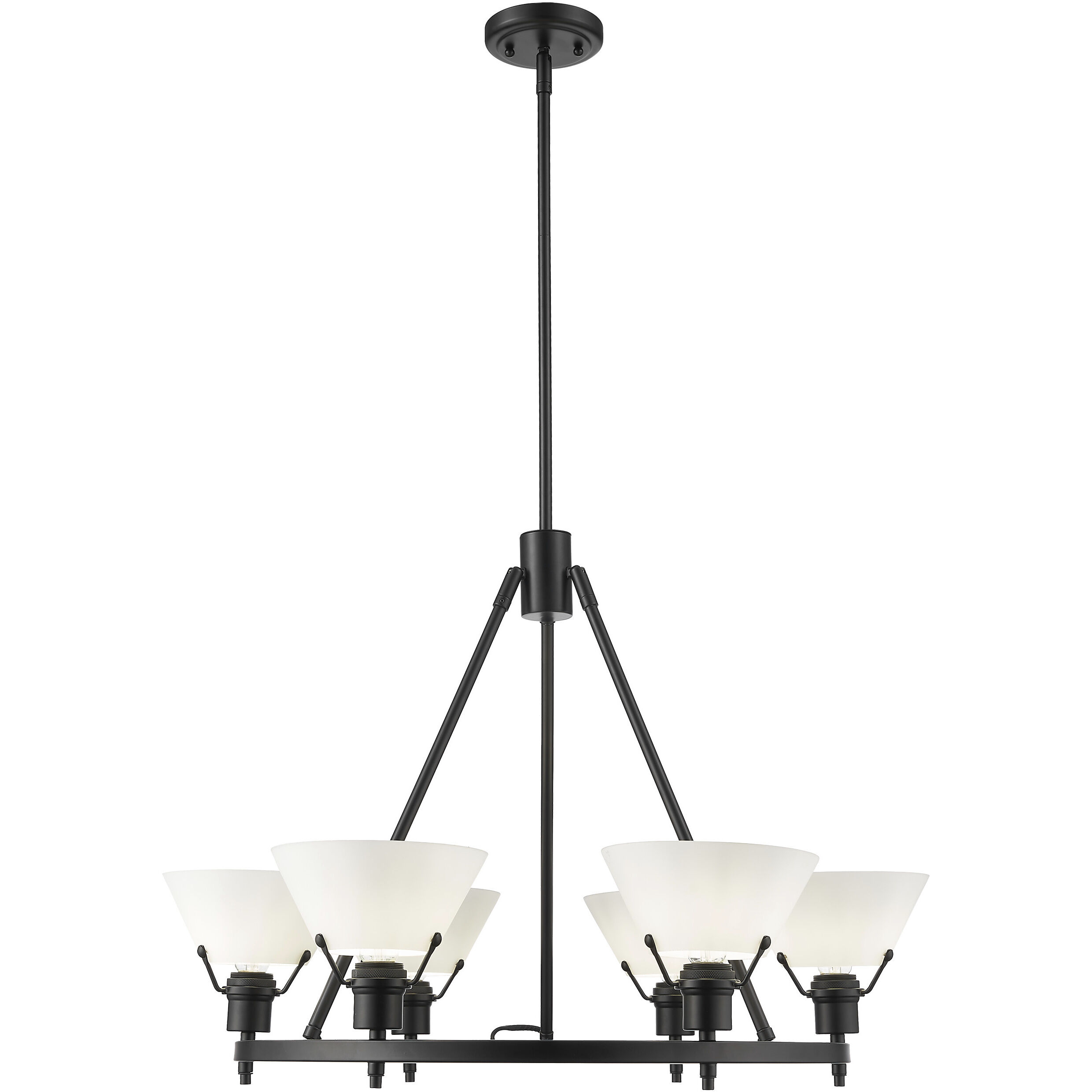 Yep Orwell 29 inch 60.00 watt Matte Black Chandelier Ceiling Light in Opal Glass