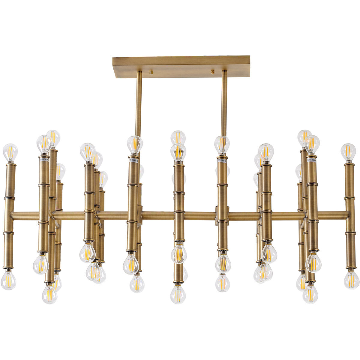 Canada 42 Light 14 inch Gold Chandelier Ceiling Light, Bamboo Pipe 