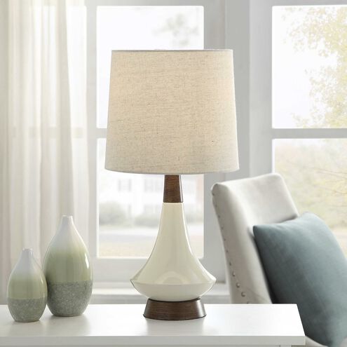 Signature 19 inch 60.00 watt White Washed Wood and Cream Table Lamp Portable Light