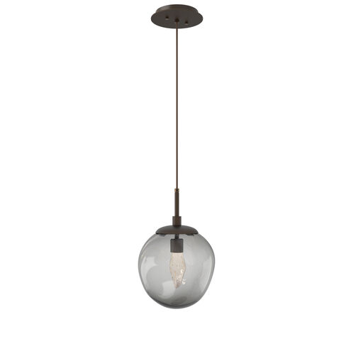 Aster LED LED 10 inch Flat Bronze Pendant Ceiling Light in 2700K LED, Geo Inner - Smoke Outer