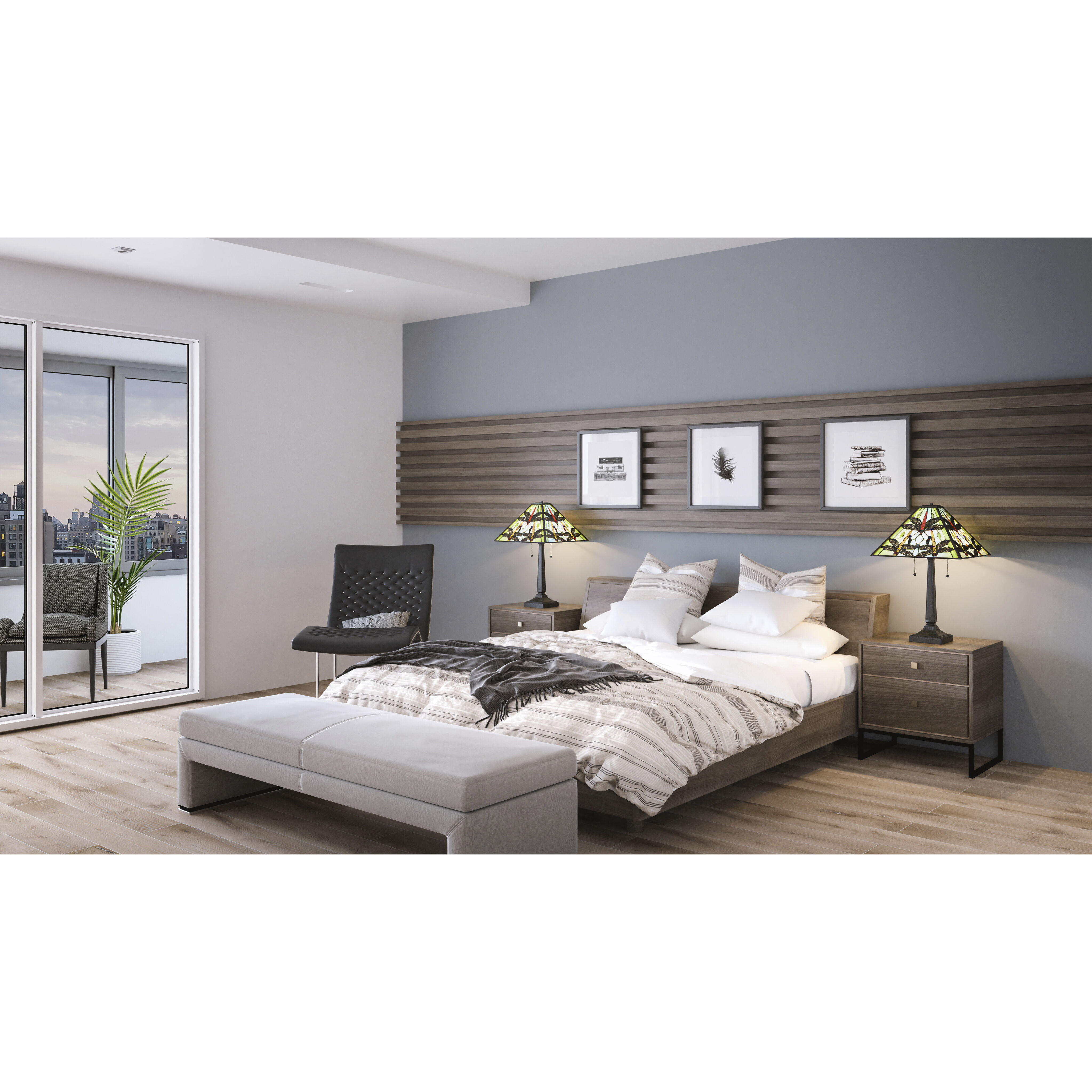 Kirkwood 22.75 inch 75.00 watt Matte Black Table Lamp Portable Light, Tiffany