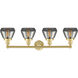 Fulton 4 Light 33.5 inch Satin Gold Bath Vanity Light Wall Light in Plated Smoke Glass