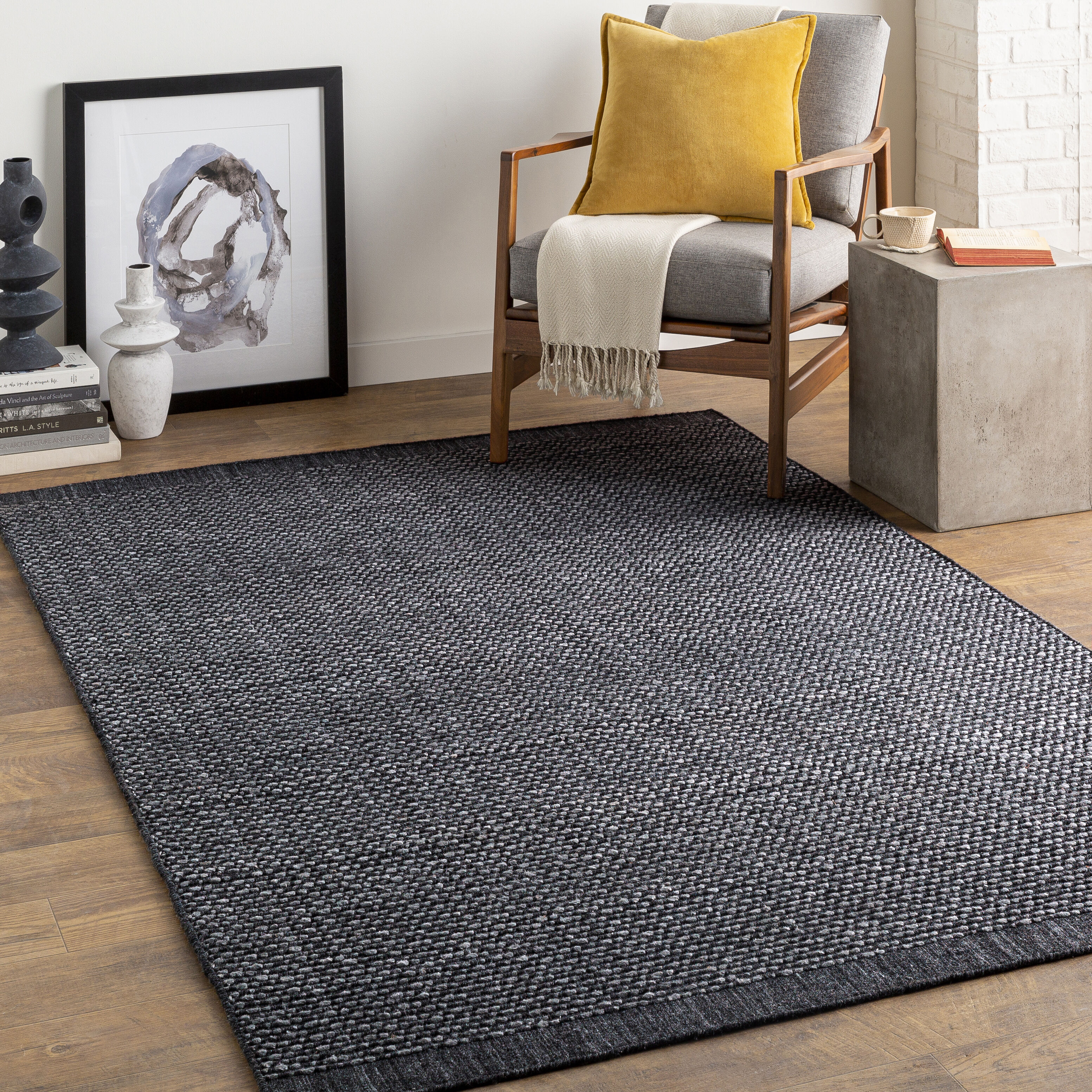 Sycamore 90 X 60 inch Dark Grey Rug, Rectangle