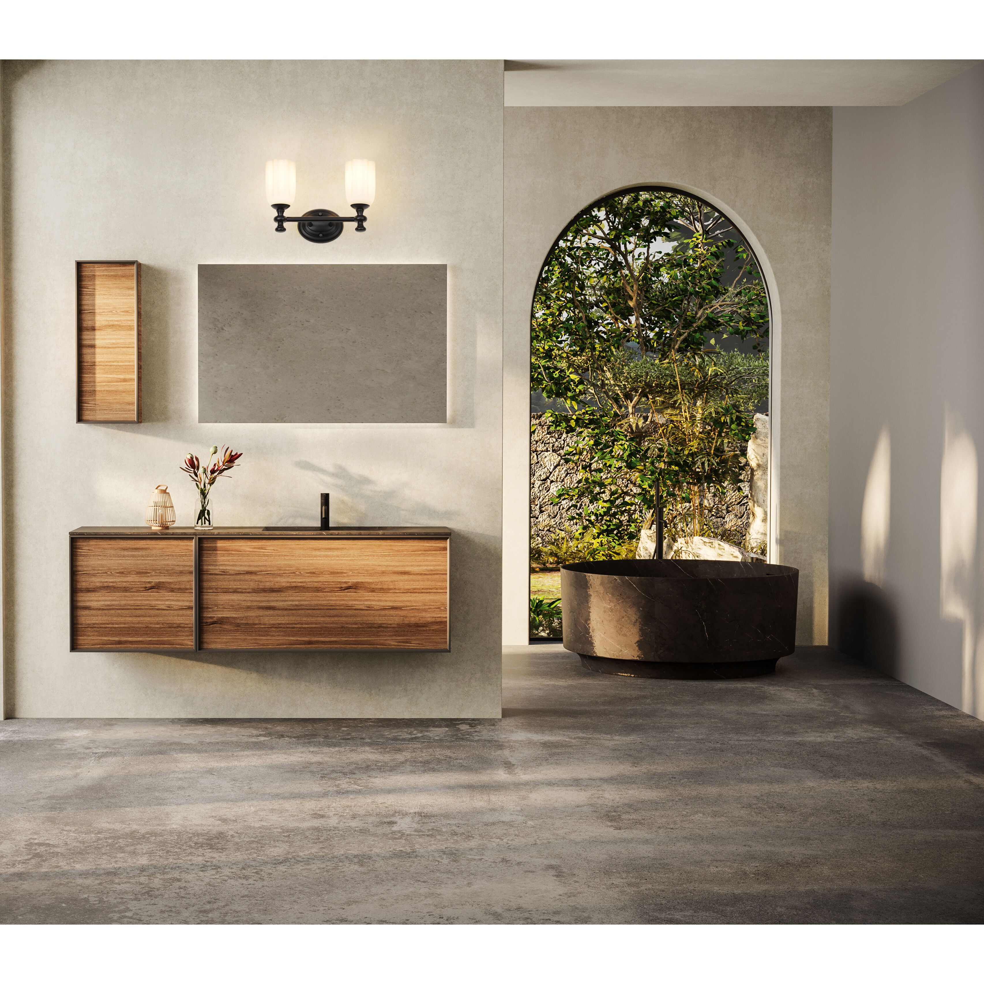 Orion 2 Light 13.75 inch Matte Black Bath Vanity Light Wall Light