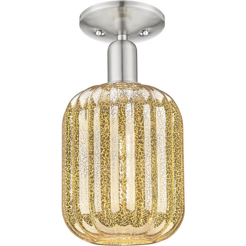 Downtown Urban Preston 1 Light 6.75 inch Brushed Satin Nickel Semi-Flush Mount Ceiling Light in Mercury