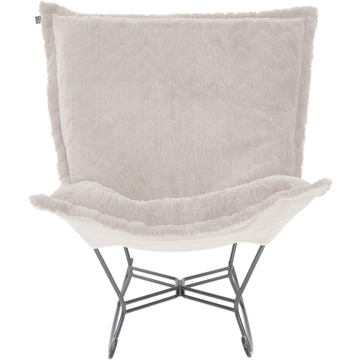 Puff Angora Natural Scroll Rocker with Cover