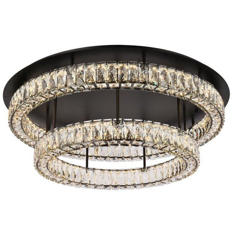 Monroe 2 Light 33 inch Black Flush Mount Ceiling Light 