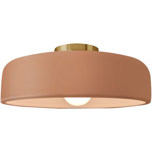 Radiance 1 Light 16 inch Adobe and Brushed Brass Semi Flush Ceiling Light
