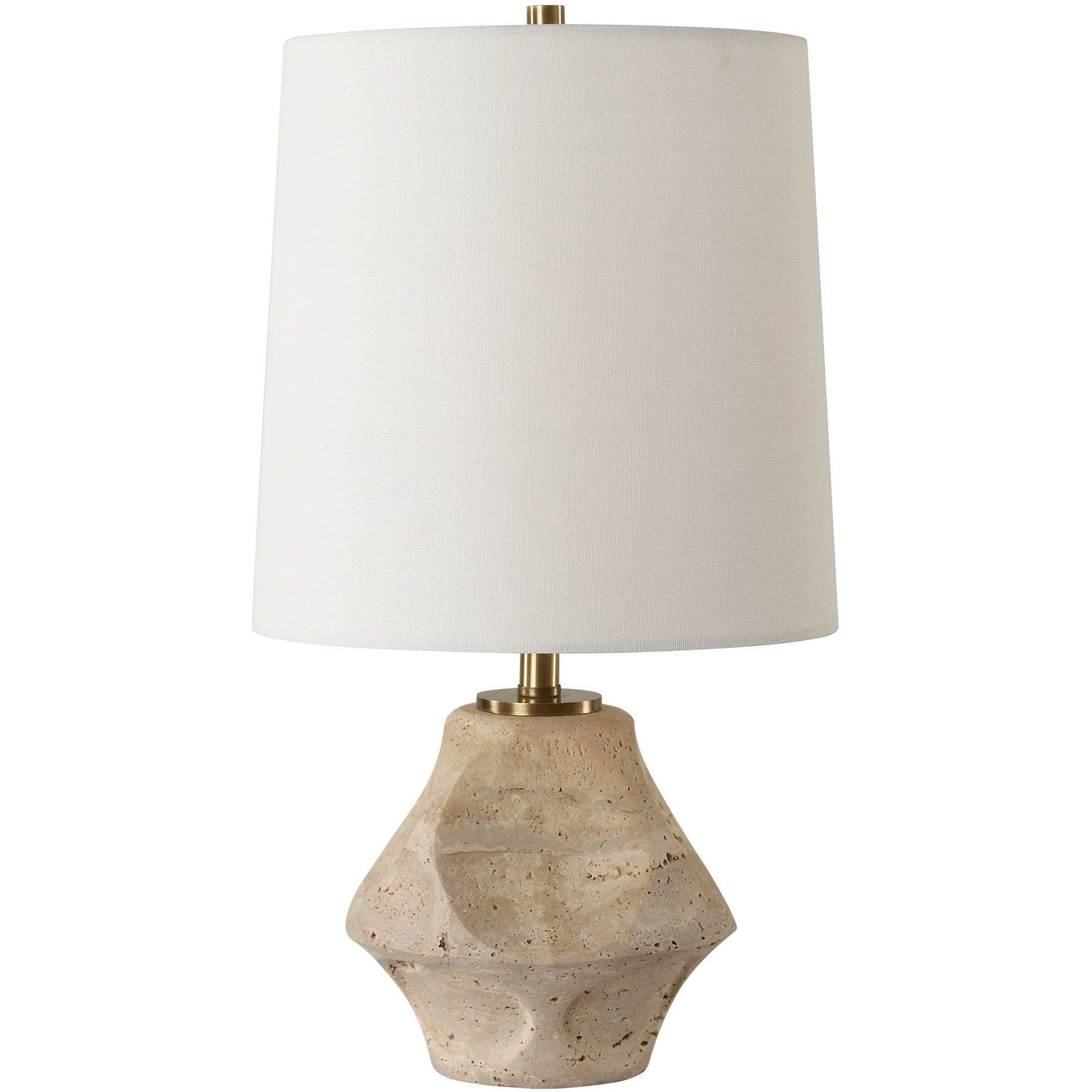 Indent 16.25 inch 60.00 watt Travertine and Antique Brass Accent Lamp Portable Light