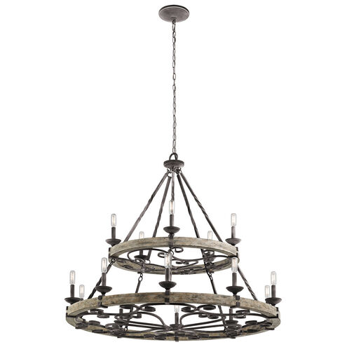 Taulbee 15 Light 44 inch Weathered Zinc Chandelier 2 Tier Large Ceiling Light, 2 Tier