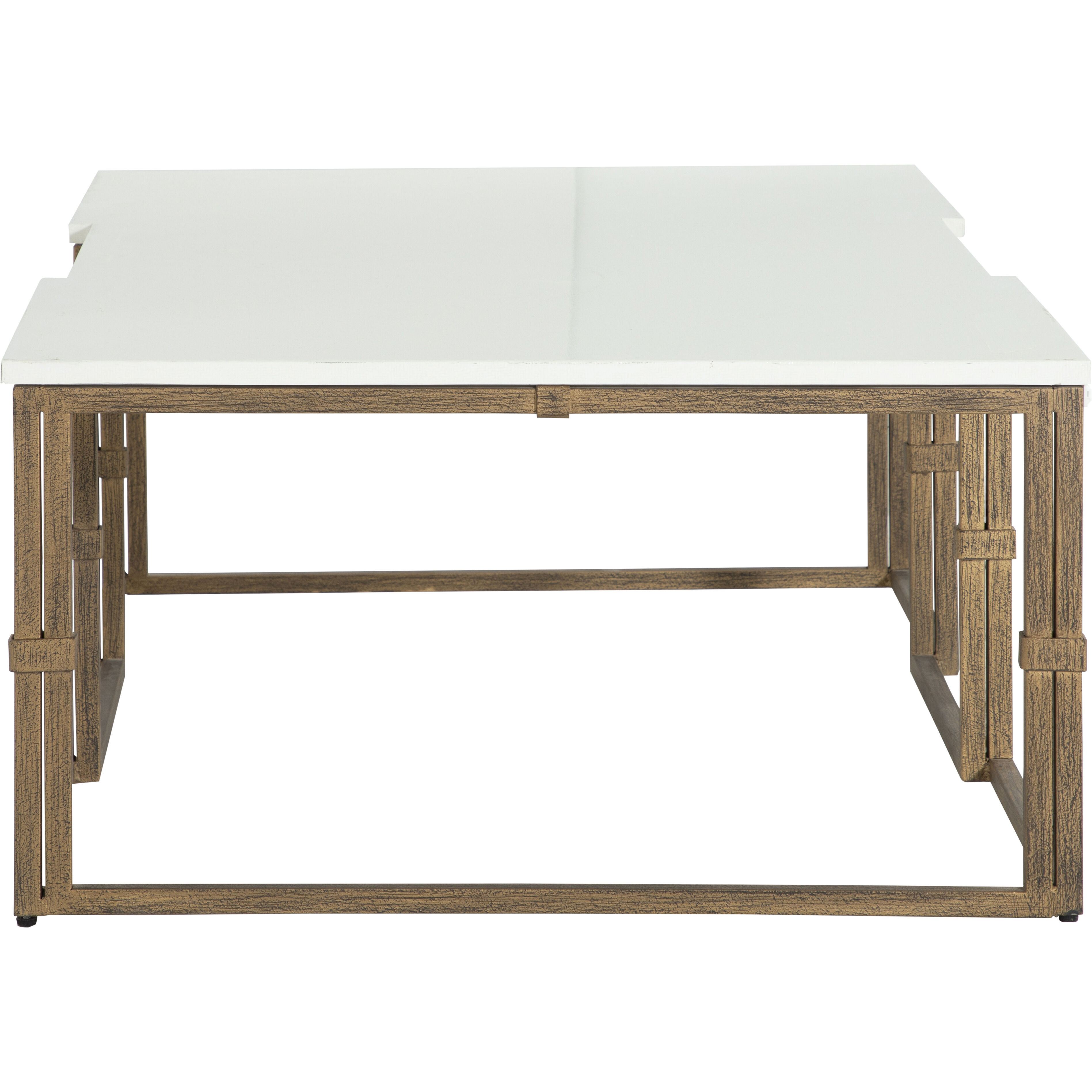 Stevens 52 X 32 inch Antique Textured Gold / White Seagrass / Clear Resin Coffee Table