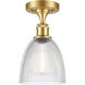 Ballston Castile 1 Light 6 inch Satin Gold Semi-Flush Mount Ceiling Light in Clear Glass, Ballston