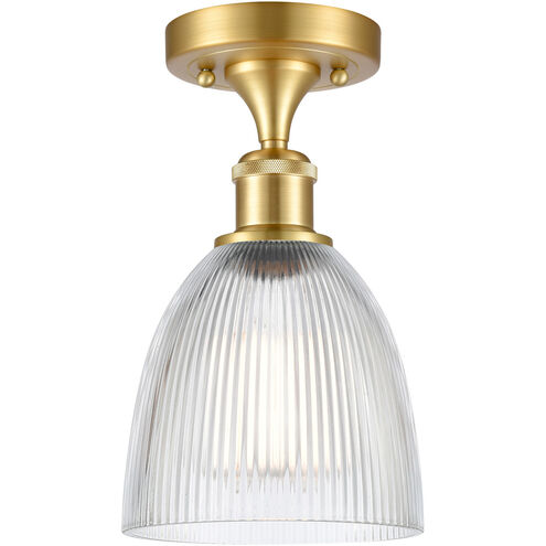 Ballston Castile 1 Light 6 inch Satin Gold Semi-Flush Mount Ceiling Light in Clear Glass, Ballston
