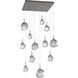 Gem LED Graphite Chandelier Ceiling Light, Square Multi-Port
