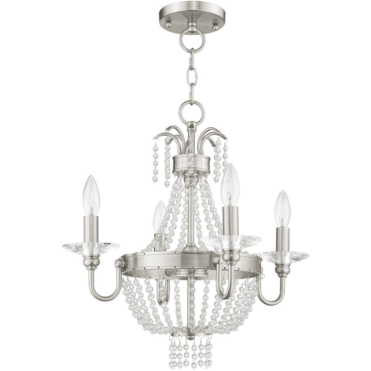 Valentina 4 Light 18 inch Brushed Nickel Convertible Mini Chandelier/Ceiling Mount Ceiling Light
