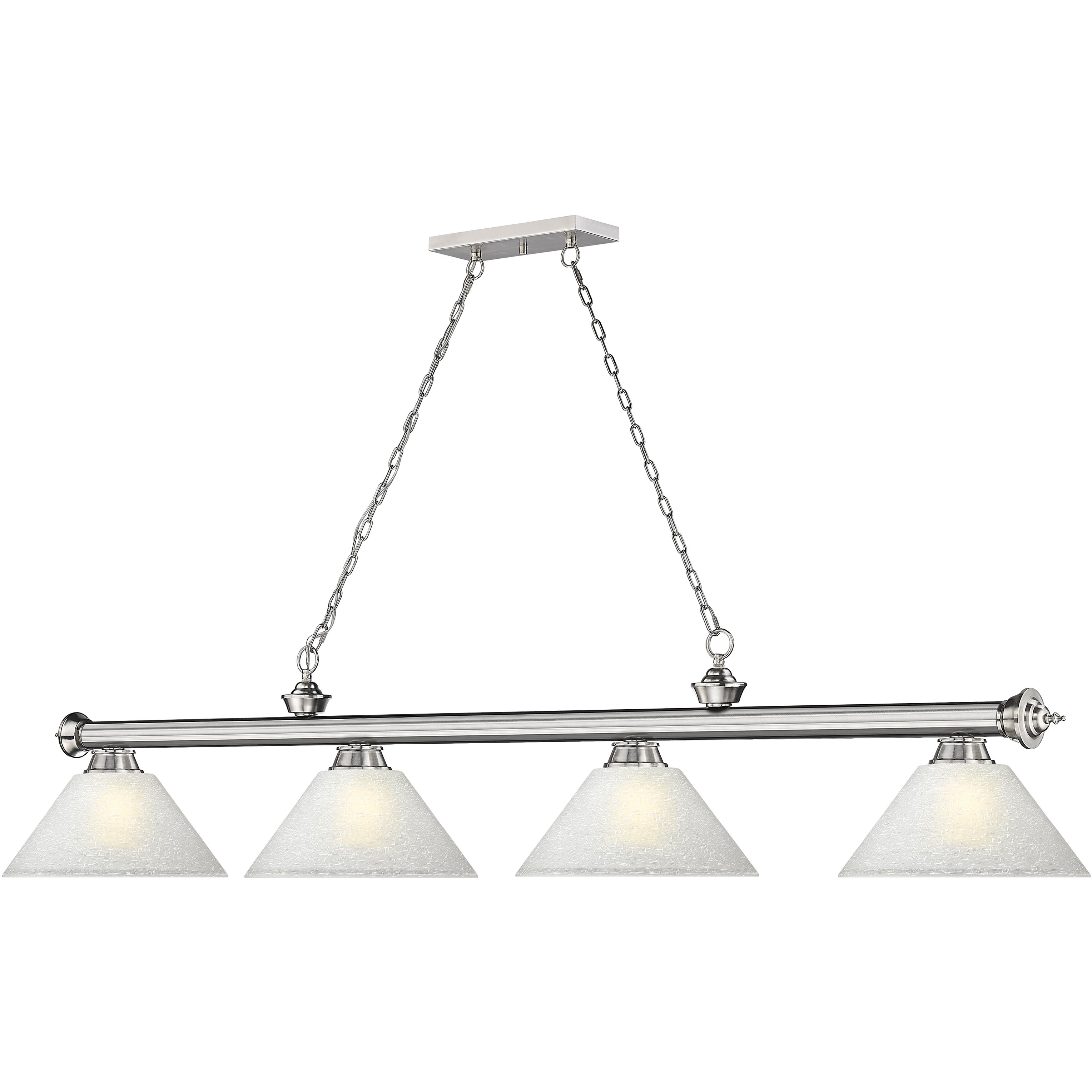 Cordon 4 Light 81.25 inch Brushed Nickel Billiard Ceiling Light in White Linen Glass
