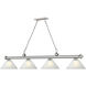 Cordon 4 Light 81.25 inch Brushed Nickel Billiard Ceiling Light in White Linen Glass