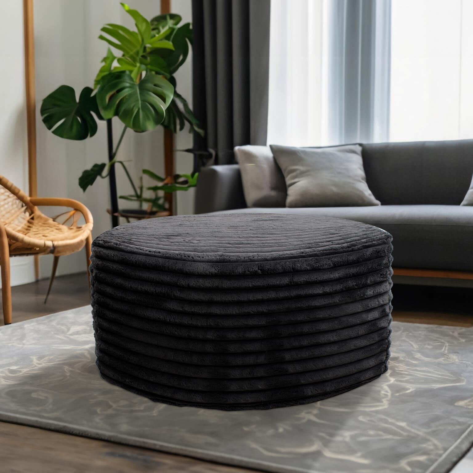 Shar Pei Universal 18 inch Black Ottoman