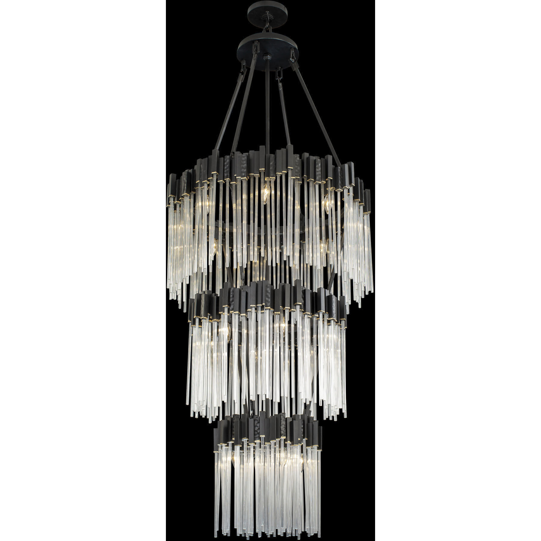 Matrix 18 Light 30 inch Matte Black and French Gold Chandelier Ceiling Light in Matte Black/French Gold