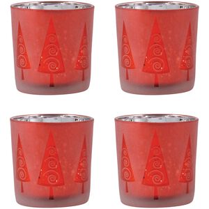 Modern Trees Red Holiday Votives, Set of 2
