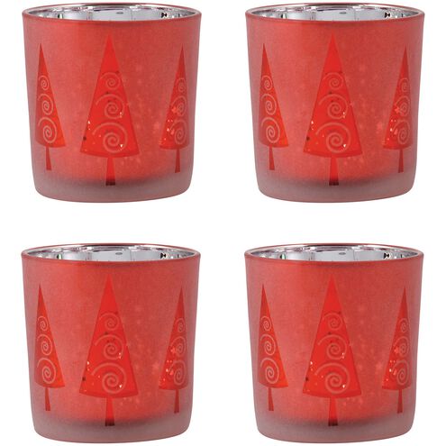 Modern Trees Red Holiday Votives, Set of 2