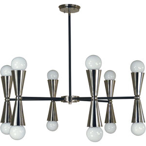 Equinox 12 Light 32 inch Satin Brass with Matte Black Accents Dining Chandelier Ceiling Light