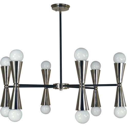 Equinox 12 Light 32 inch Brushed Nickel with Matte Black Accents Dining Chandelier Ceiling Light