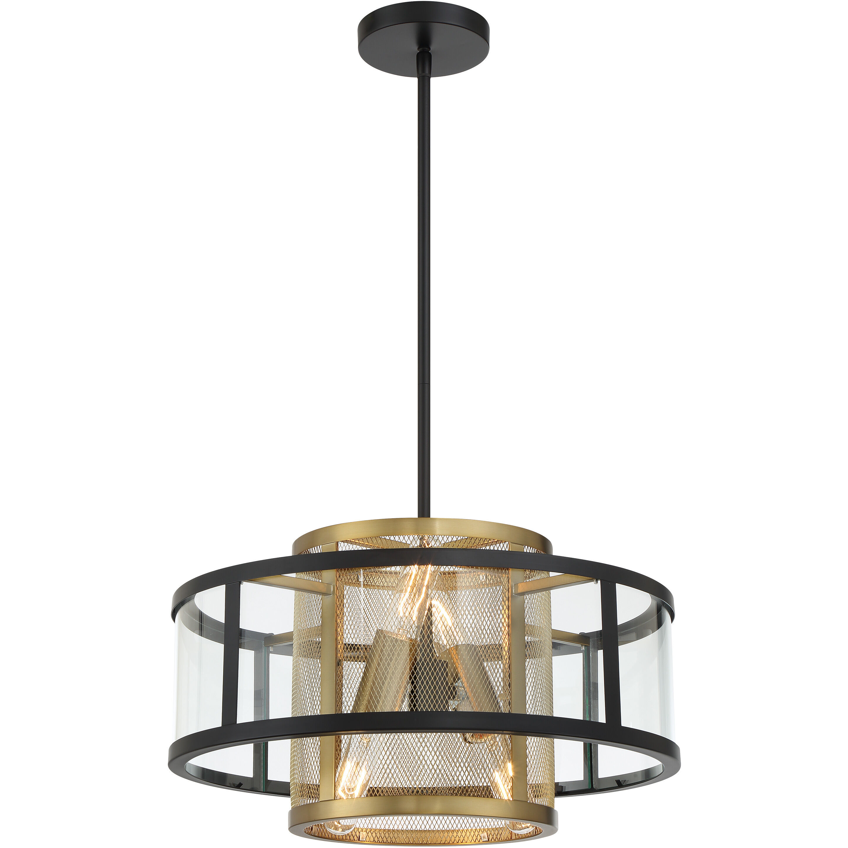 Soho 4 Light 18 inch Coal And Soft Brass Pendant and Semi-Flush Ceiling Light