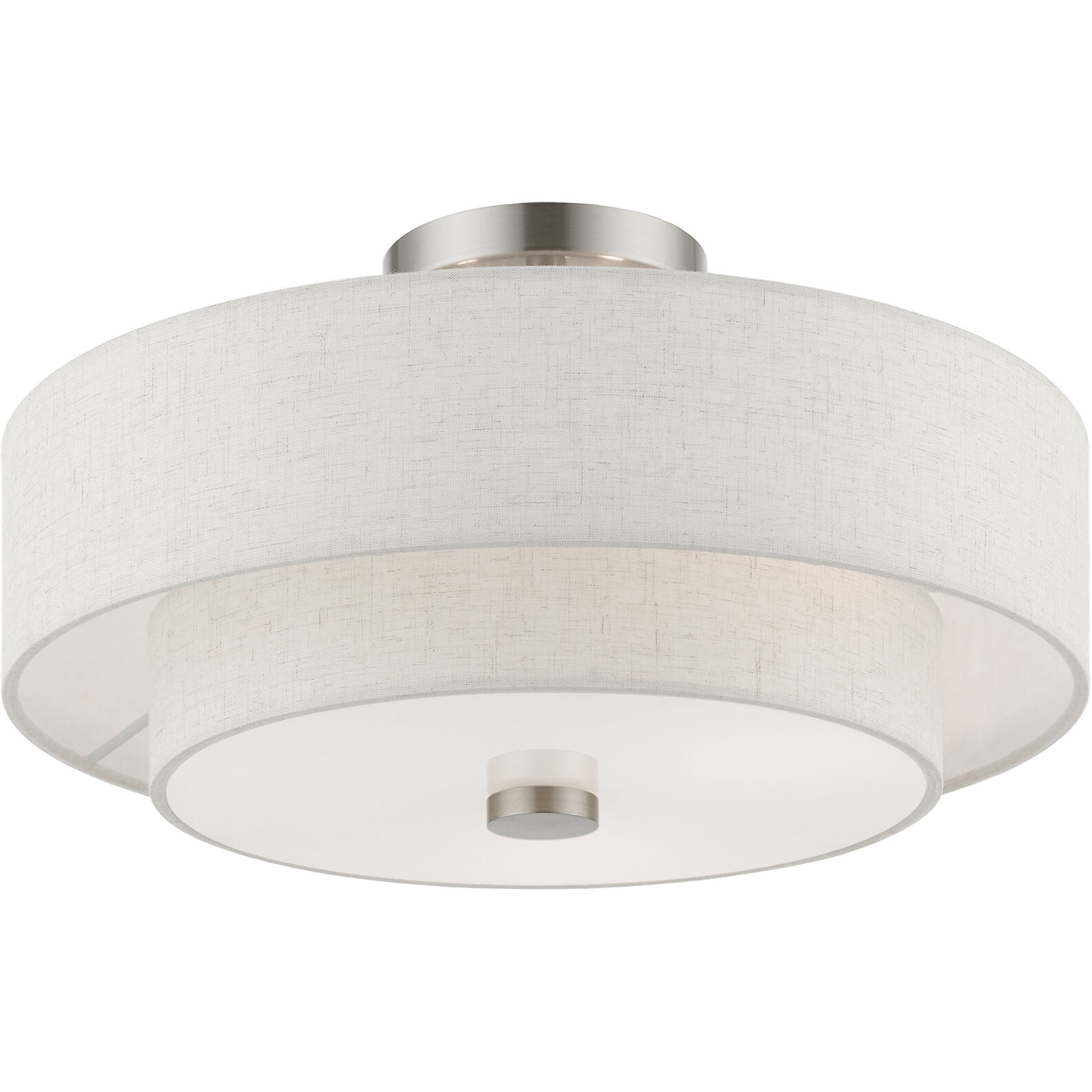 Meridian 3 Light 15 inch Brushed Nickel Semi-Flush Ceiling Light