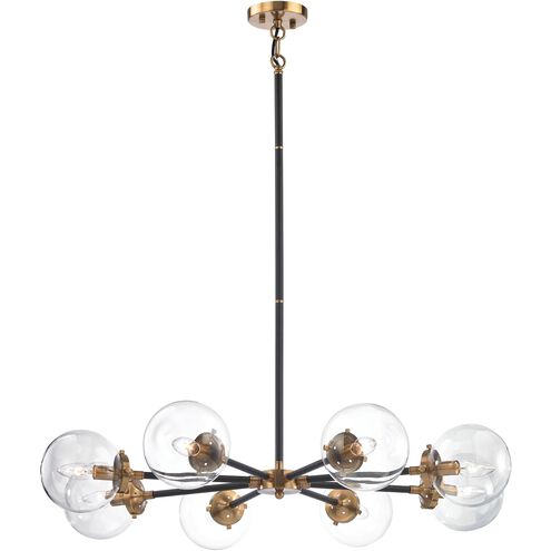 Boudreaux 8 Light 36 inch Matte Black with Antique Gold and Clear Chandelier Ceiling Light