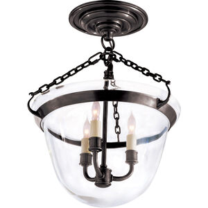 Chapman & Myers Country Bell Jar 3 Light 13 inch Bronze Semi-Flush Mount Ceiling Light