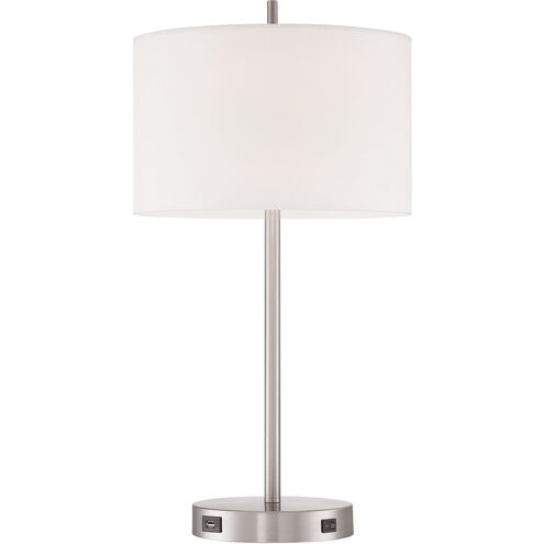 Hotel B 25 inch 100 watt Satin Nickel Table Lamp Portable Light, Bolt Down Stand