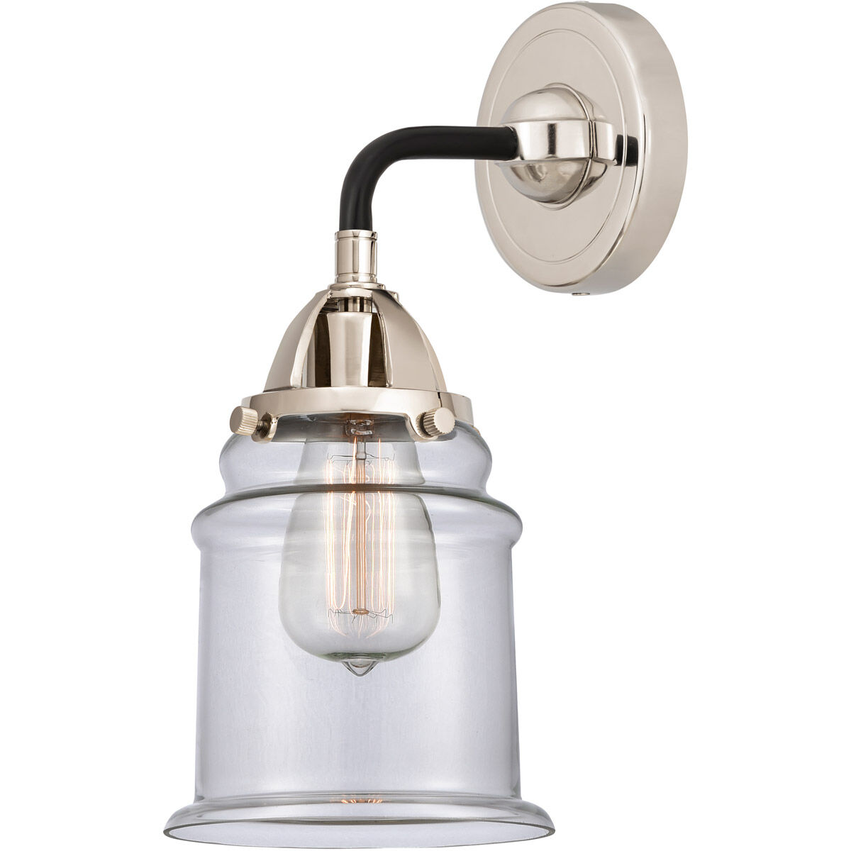 Nouveau 2 Canton 1 Light 6 inch Black Polished Nickel Sconce Wall Light in Clear Glass