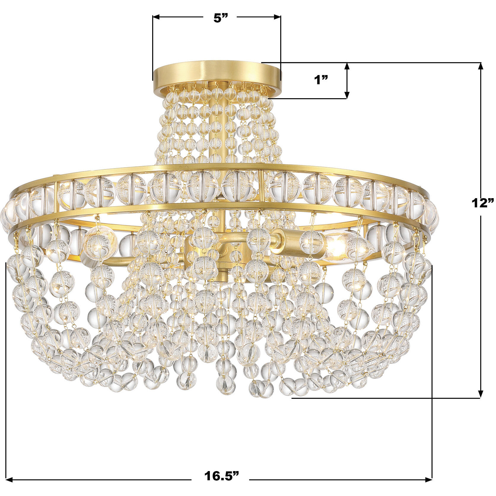 Seville 3 Light 16.5 inch Aged Brass Semi Flush Ceiling Light