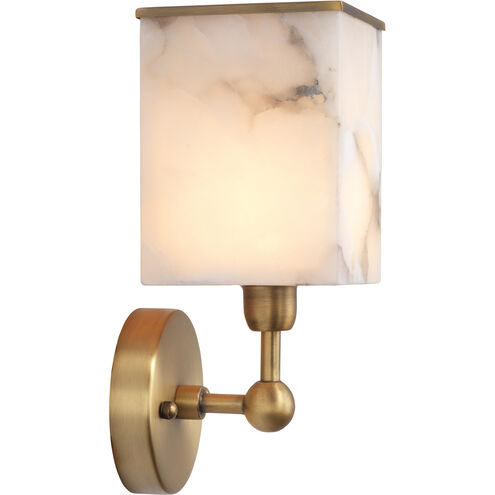 Ghost Axis 1 Light 5 inch White Alabaster & Antique Brass Metal Wall Sconce Wall Light