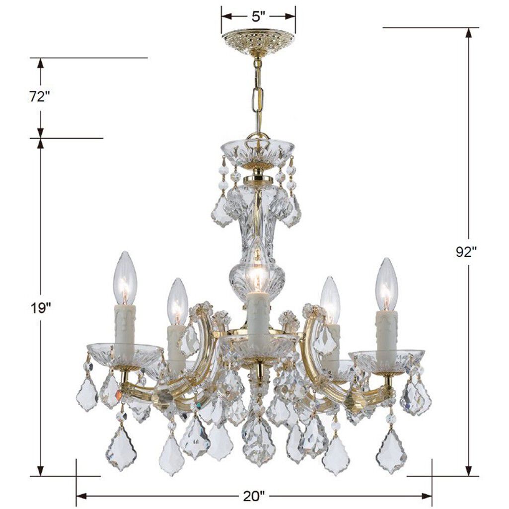 Maria Theresa 5 Light 20 inch Gold Chandelier Ceiling Light in Clear Hand Cut