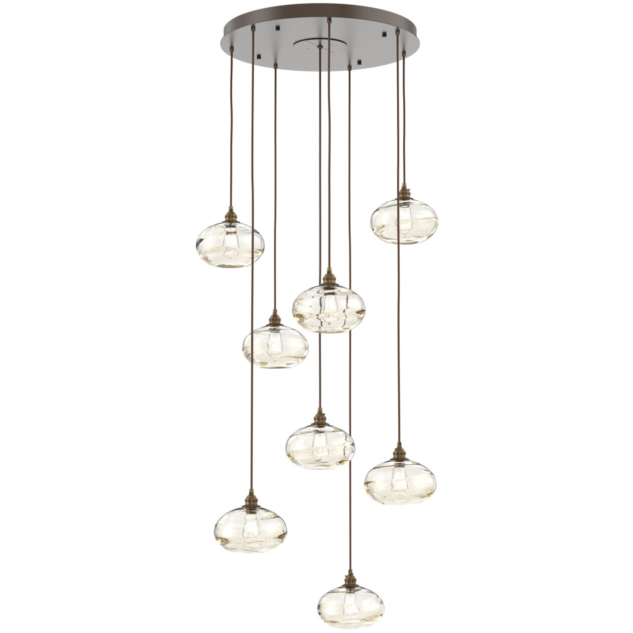 Coppa 8 Light Flat Bronze Chandelier Ceiling Light, Round Multi-Port
