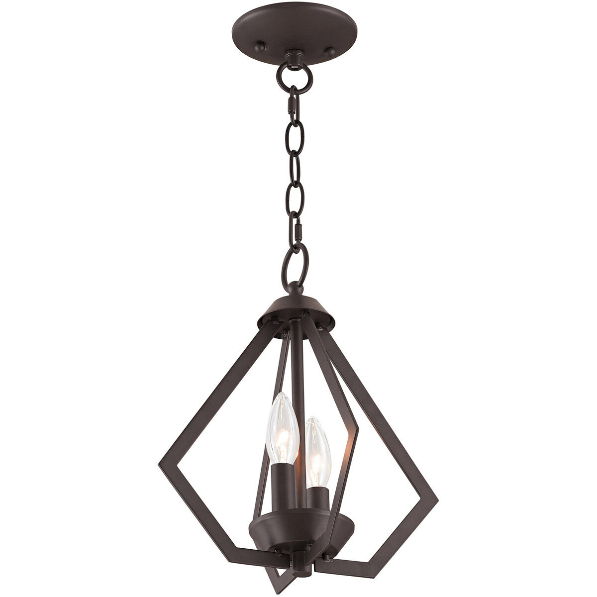 Prism 2 Light 11.25 inch Bronze Convertible Mini Chandelier/Ceiling Mount Ceiling Light