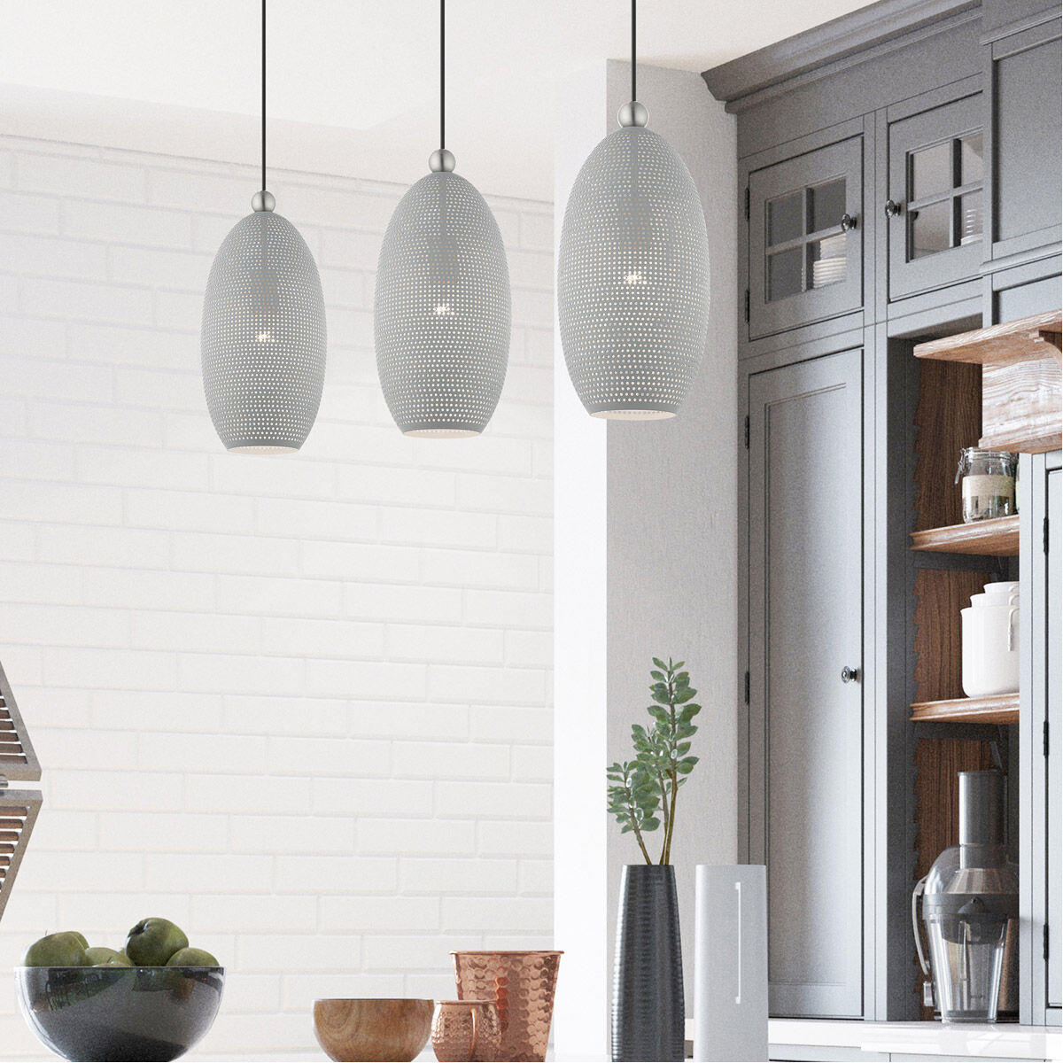 Dublin 1 Light 7 inch Nordic Gray with Brushed Nickel Accents Pendant Ceiling Light