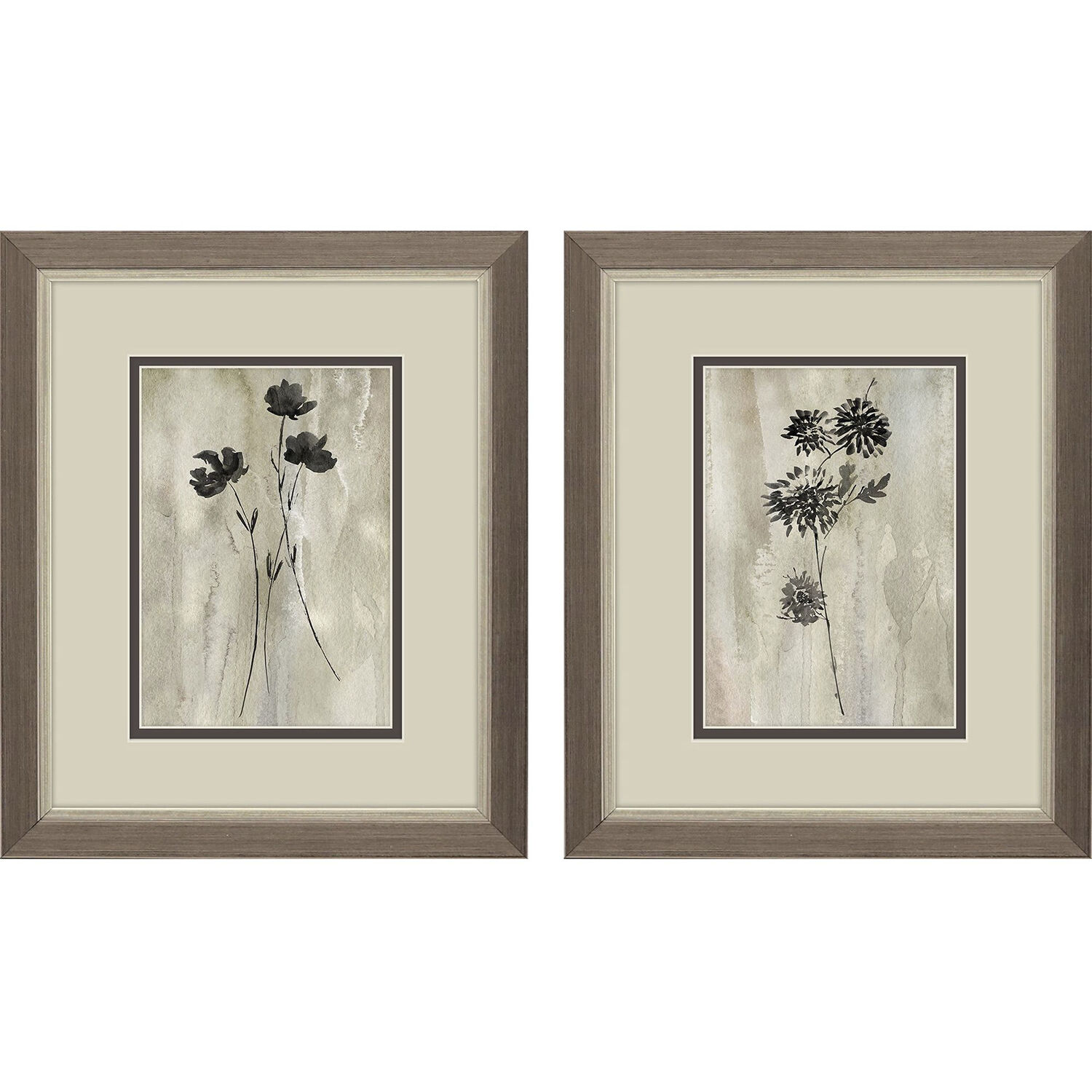 Sumi-e Silhouette Brown and Gray and Neutral Framed Art, Propac