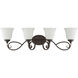 Barrett Place 4 Light 33 inch Mocha Bronze Vanity Light Wall Light in White Frosted Glass