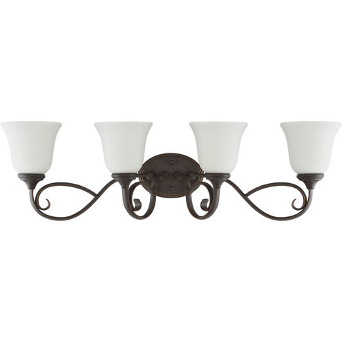 Barrett Place 4 Light 33 inch Mocha Bronze Vanity Light Wall Light in White Frosted Glass
